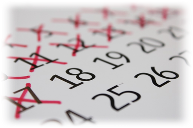 Calendar dates crossed off